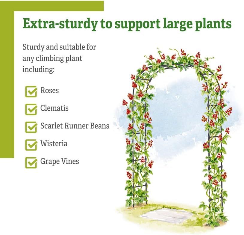 Gardener's Supply Company Titan Arch Arbor Garden Trellis | Sturdy Tall Garden Arch Plant Support for Climbing Plants, Vines and Flowers | Elegant Wedding Entryway & Outdoor Lawn Tower | 96”H x 59”W