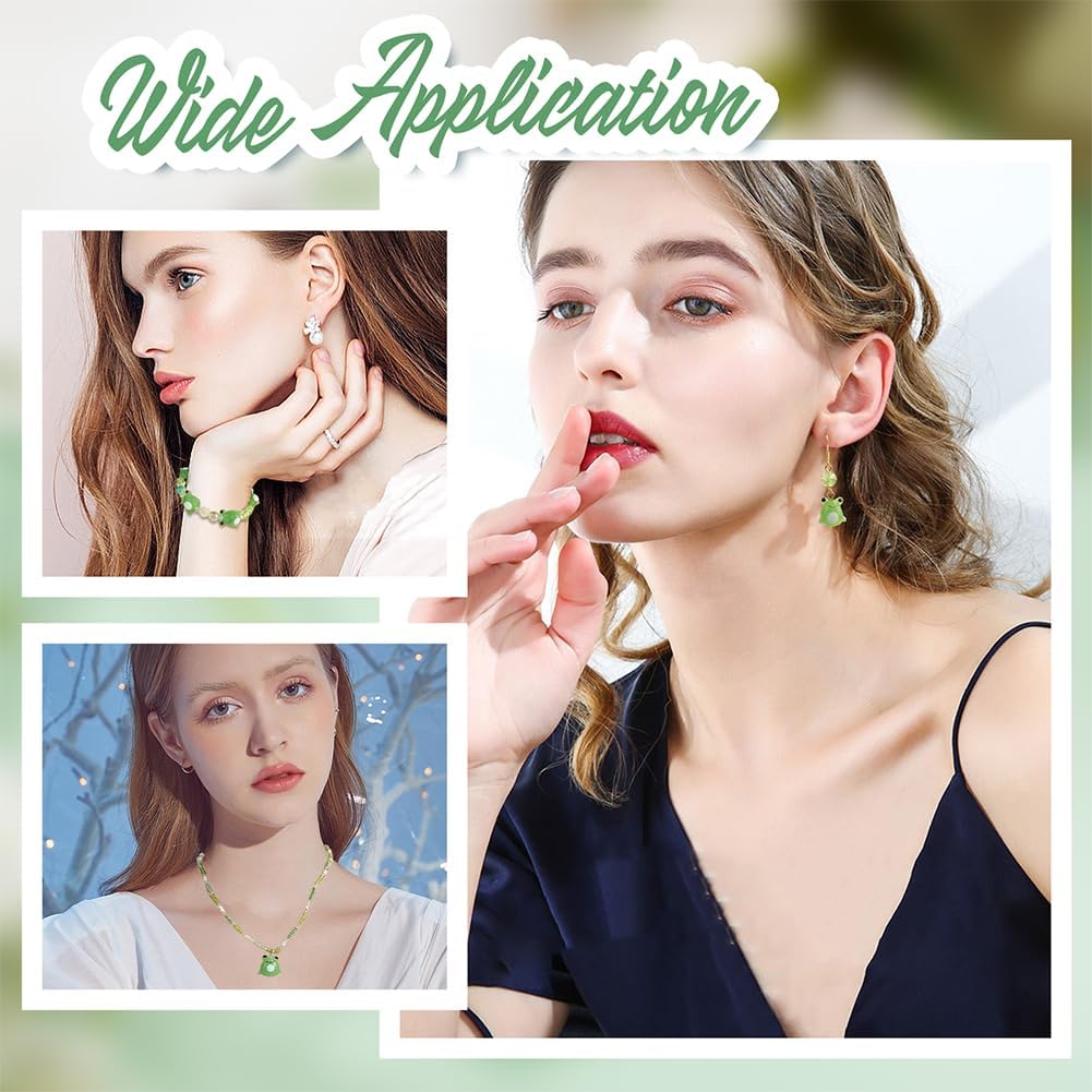 12Pcs Frog Lampwork Beads Cartoon Animals Green Beads Jewelry Making 15mm Loose Round Beads Spacer Glass Beads for DIY Necklace Bracelet Ring Earring Handmade Crafts Accessories - Image 6