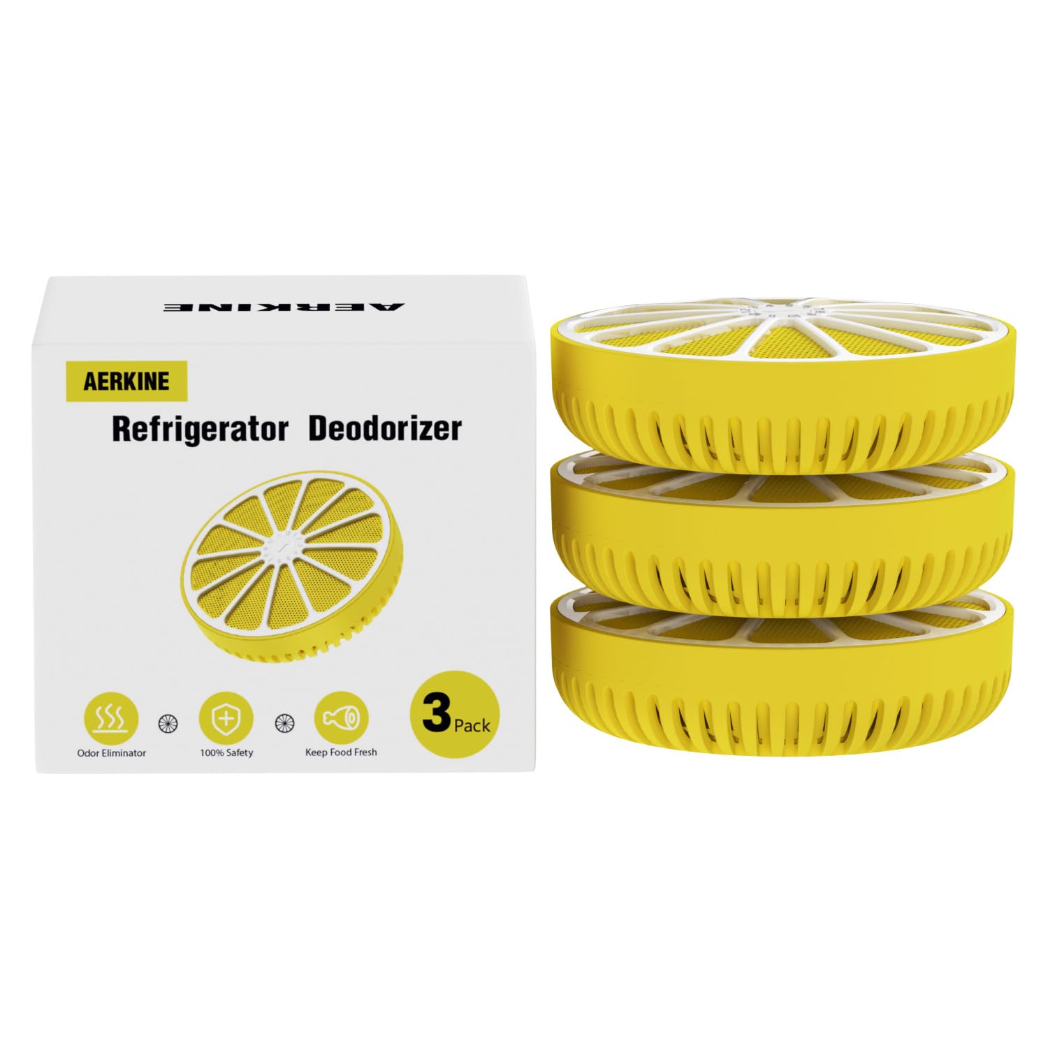 AERKINE Fridge Deodorizer Odor Eliminator - Refrigerator Cleaner Freshener For Home, Smell Remover For Kitchen, More Effective Than Baking Soda Bamboo Air Purifier Bags(3Packs)