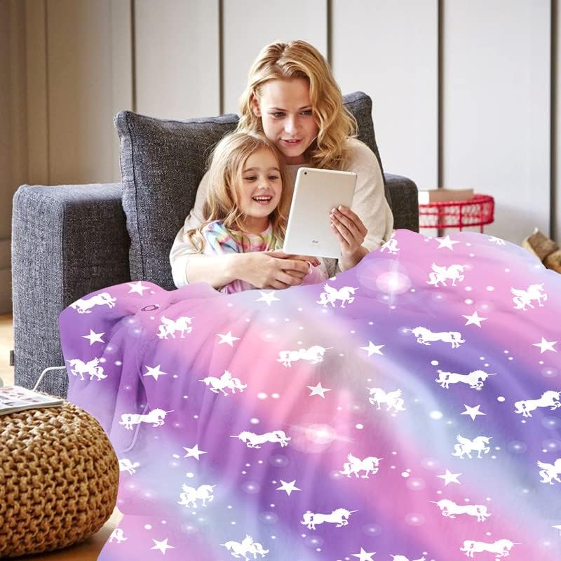 Woyamay Unicorn Blanket for Girls Rainbow Fluffy Blanket Unicorn Gifts for Girls Women Unicorn Flannel Blanket for Kids Teens Adults Soft Purple Unicorn Throw Blanket for Bed Sofa Travel 50"x60" - Image 2
