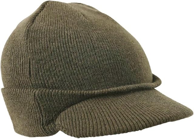 Zip Zap Zooom Mens Jeep Beanie Hat Olive Green Thermal US Army Military Peak Ski Winter Hat MASH New