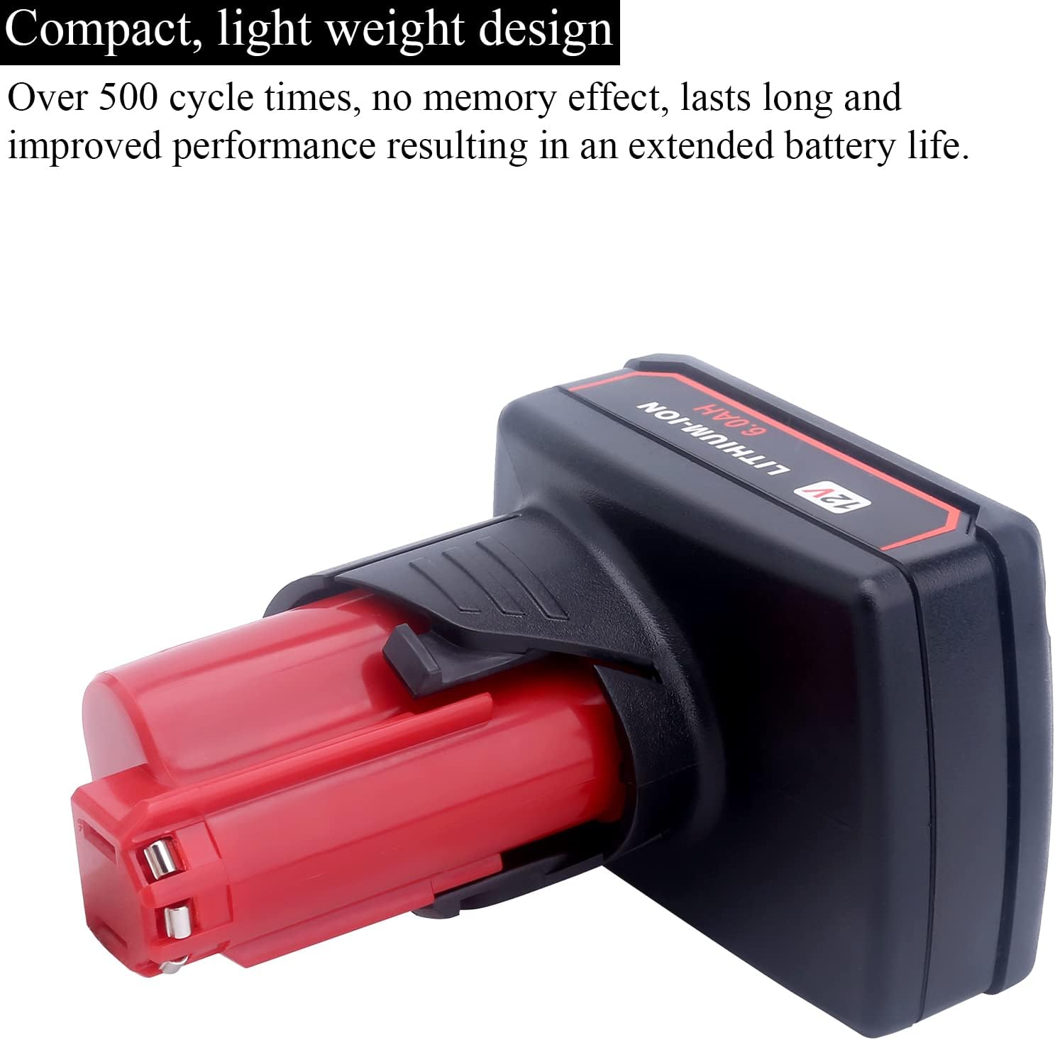 Lasica 2 Pack 6.0Ah M-12 Lithium-ion Replacement Battery Compatible with Mil-Waukee M-12 12V Battery 48-11-2460 48-11-2412 48-11-2401 48-11-2440 and 12-Volt M-12 Cordless Tool Battery Packs - Image 5