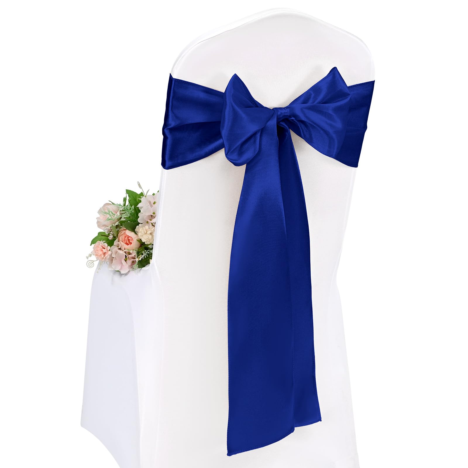Pesonlook Lot de 50 rubans de chaise en satin pour décoration de fête de mariage, hôtel - 17 x 275 cm - Bleu roi