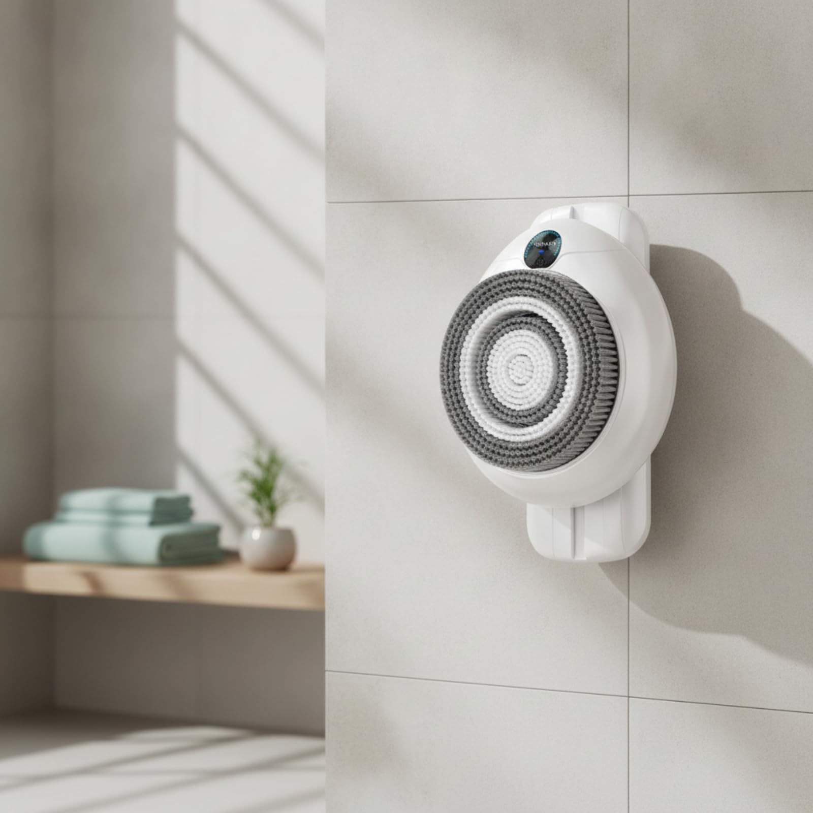 Electric Shower Scrubber Wandmontierte Duschbürste Rückenbürste Körperreiniger Massagesystem mit Anzeige Höhenverstellbar Kabellos Ladbar aus Nylon