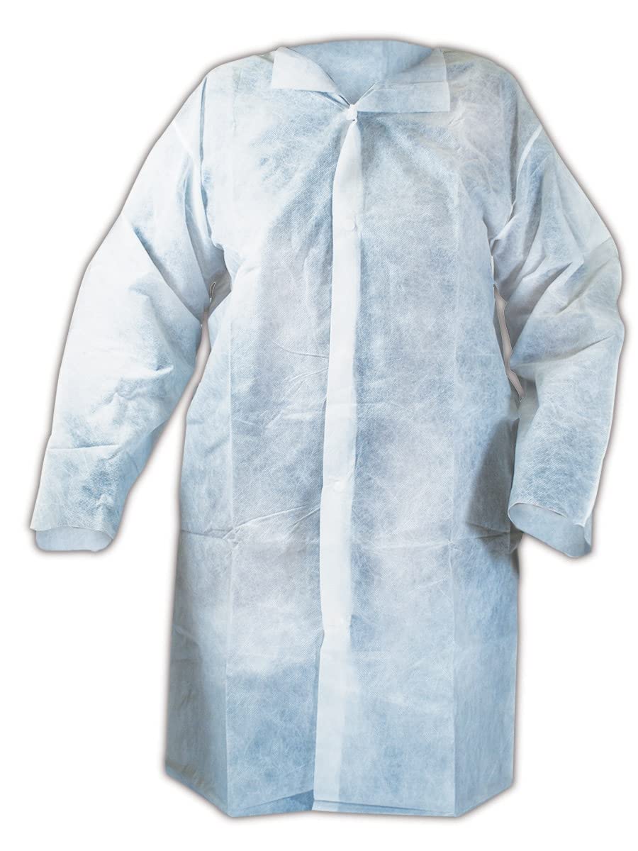 MAGID C6M EconoWear Lite N Kool Economy Polypropylene Lab Coat, Medium, White (Case of 50)