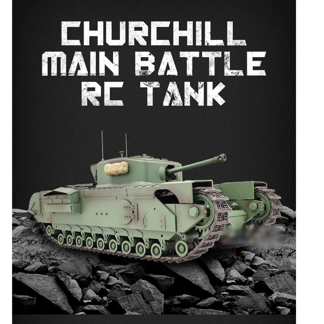 Model czołgu Churchill RC w skali 1/16, model czołgu głównego 2,4 G ze światłami, dźwiękami i strzelaniem kulkami i bitwą na podczerwień, model pojazdu wojskowego dla dorosłych (wersja
