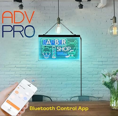 Miniatura 2 de ADVPRO Barbería barra de corte de pelo salón tricolor LED neón signo blanco y verde y azul 13 x 8.7 pulgadas st9s32-i2044-wgb