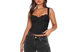 Women's Summer Sexy Square Neck Sleeveless Lace Bustier Tank Crop Top