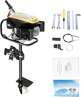 4 Stroke Outboard Motor 225CC Fishing Boat Marine Engine 4.3KW Fishing Boat Motor with TCI Ignition System & Air Cooling Heavy Duty Gas Boat Engine for Fishing, Aquaculture, Outdoor Adventure
