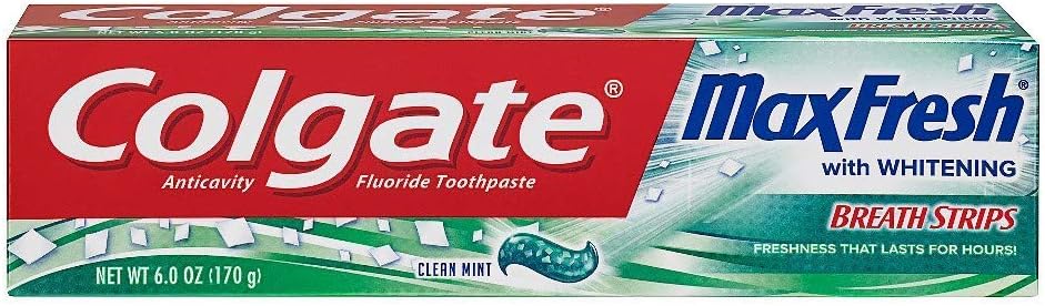 Colgate Max Fresh With Mini Breath Strips Whitening Toothpaste, Clean Mint 6 ounces (Pack of 4)