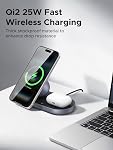 UGREEN Qi2 Certified 25W 2-in-1 Magnetic Wireless Charging Station, Desktop Charging Stand with 48° Viewing Angle, Compatible with iPhone 17/16/15 Series & AirPods, USB-C Cable Included