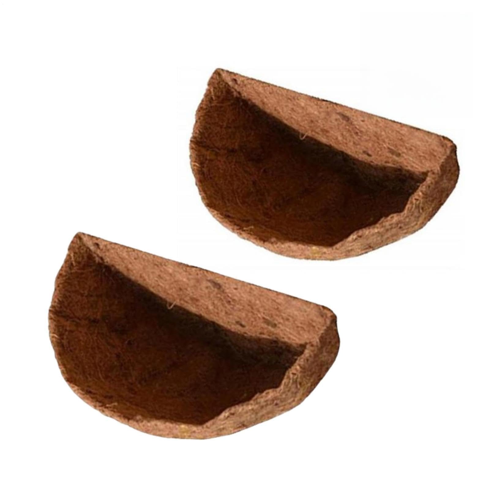 2PCS Wall Basket Liner, 10/12/14/16 Inch Coco Fibre Hanging Basket Liner Round, Half Moon Hanging Baskets Liners for Wall Planter, Breathable Garden Baskets Planter Trough Liners, for Garden Tools