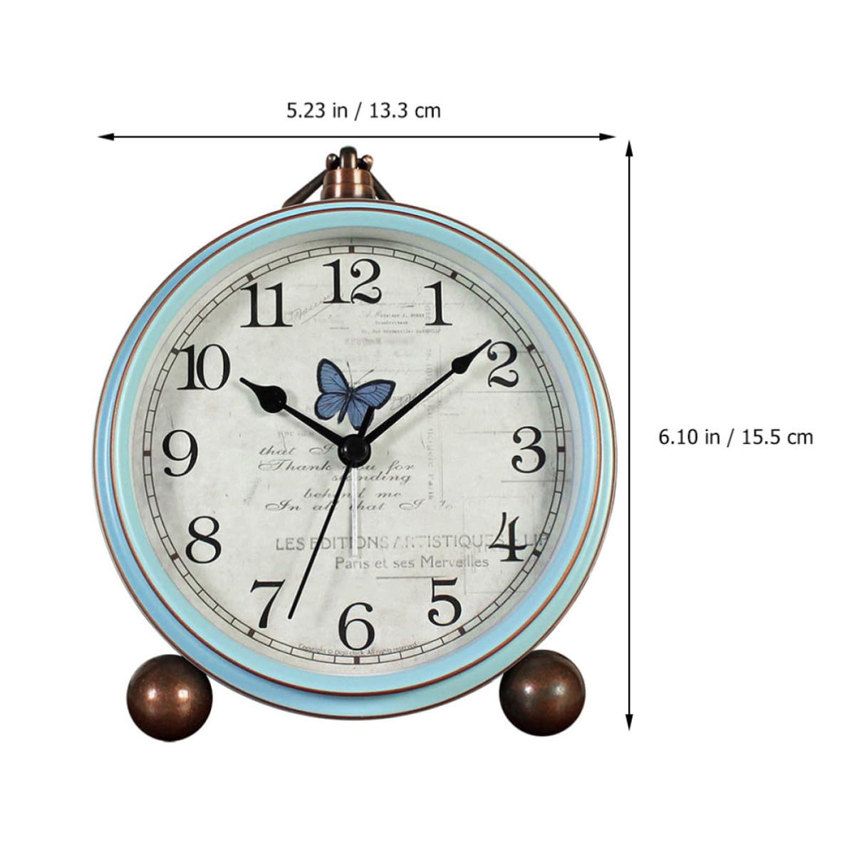 TEHAUX Reloj de Escritorio Alarma Vintage de Vidrio Metal