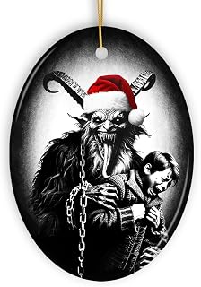 Horrifying Krampus with Santa Hat Ceramic Ornament, Keepsake for Unique Halloween Tree Christmas Decor (Oval)