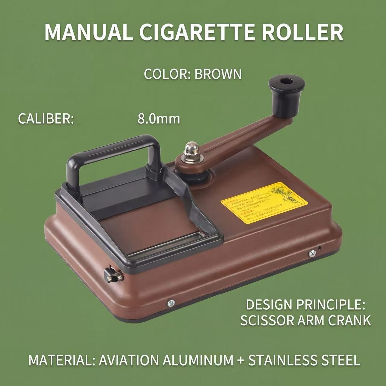 Cigarette Rolling Machine, Manual Tobacco Injector, Portable Household Cigarette Maker, Compatible with 0.31”/8mm Diameter Tubes & Most Standard Cigarette Tubes, Ideal Holiday Present in Brown