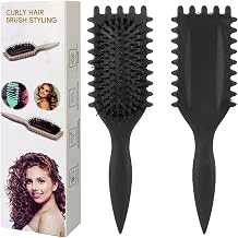 Curly Hair Brush, Curl Defining Brush for Women, Detangling & Styling Comb for Curly Hair, Anti-Static Curling Brush for Defined Curls, Frizz Control, for Wet & Dry Hair, Black