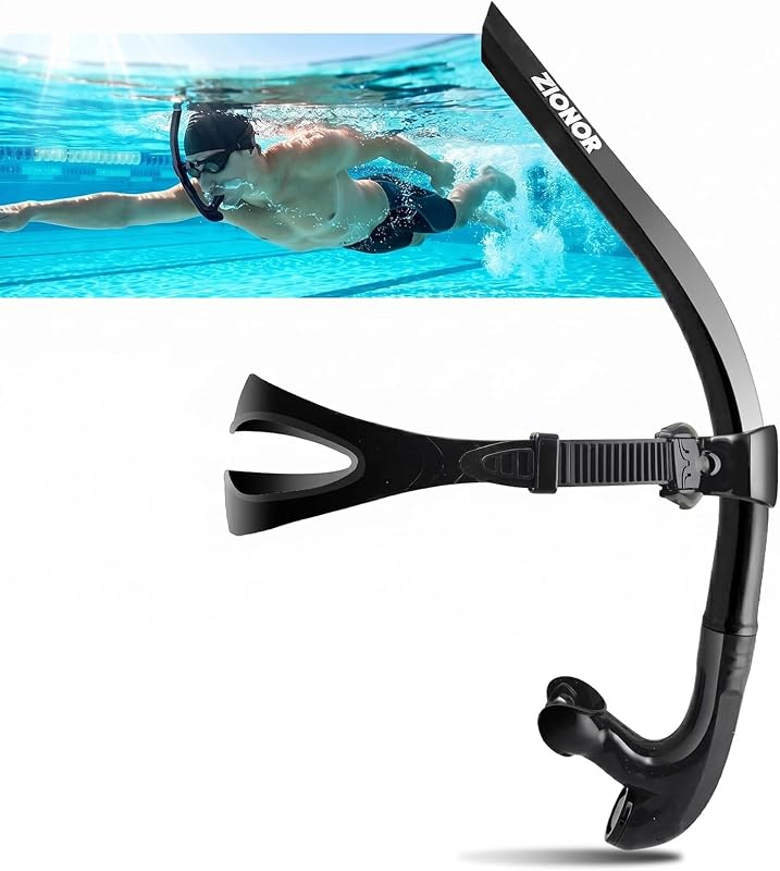 ZIONOR T1 Swim Snorkel for Lap Swimming Adult | Center Mount for Swimming Training, Comfortable Mouthpiece, One-Way Purge Valve for Pool, Outdoors