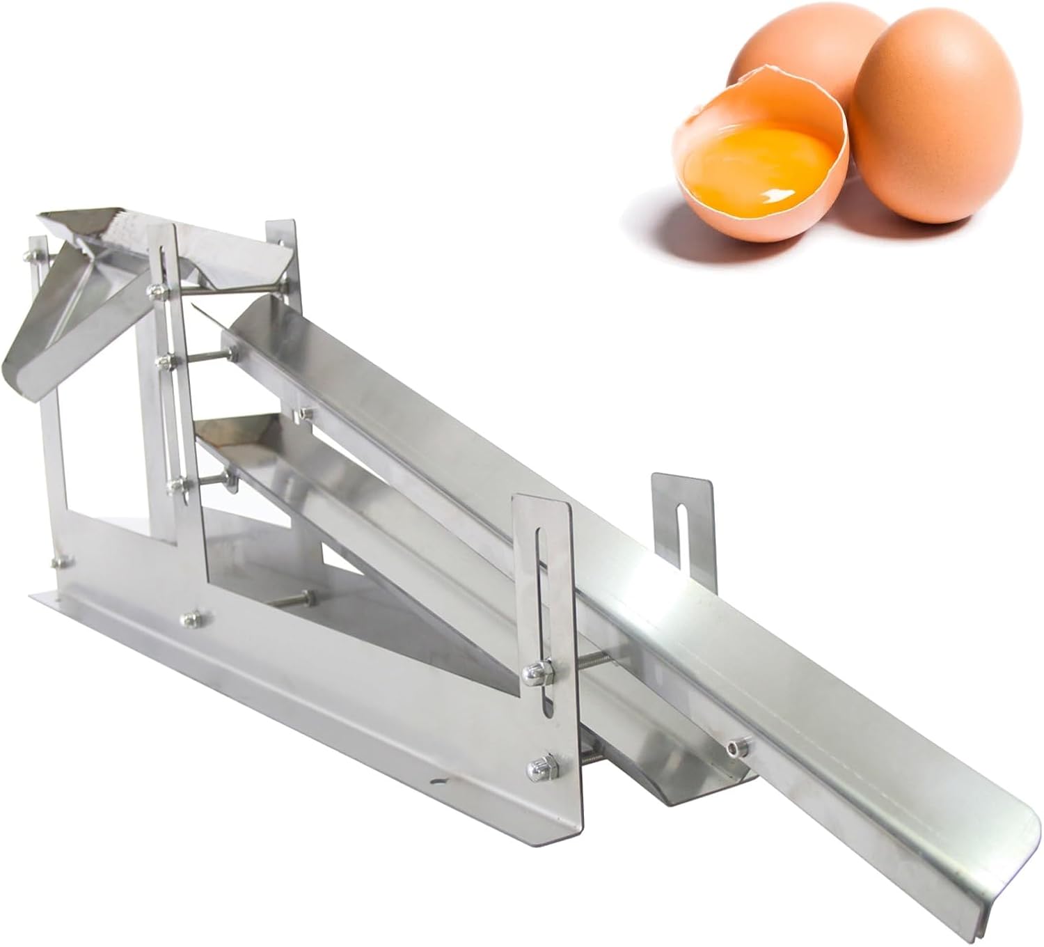 Egg Separator Tool, Stainless Steel Yolk and White Separator with Adjustable Slide Height and Gaps for Pastry and Bakery Use