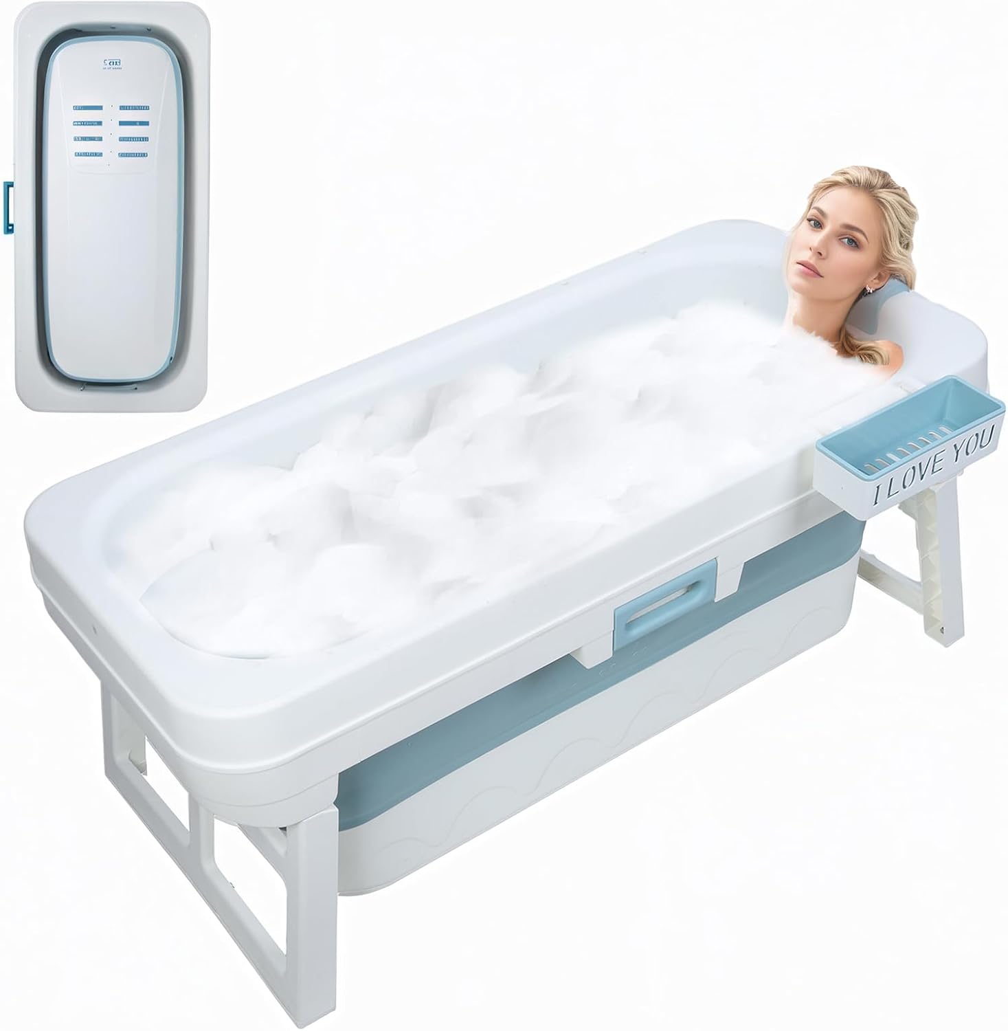 Portable Bathtub for Adult - 51" Foldable Collapsible Tub - Freestanding Surround Relaxing Soaking Bath, Ideal for Small Spaces, Hot Ice Bath, Effortless Folding Bathtub (Dark Gray 130cm)