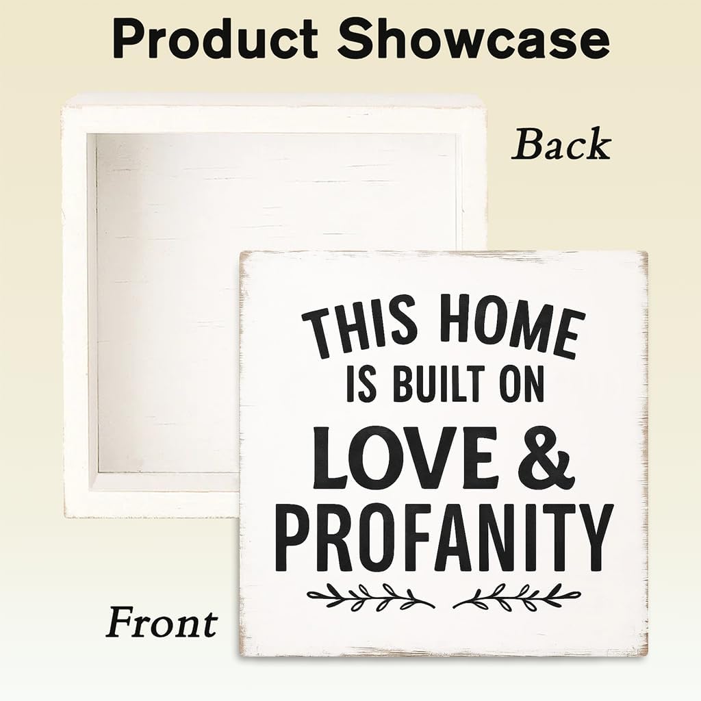 "This Home is Built on Love" Wood Box Sign, White, 5x5 Inch image 3