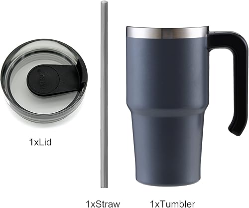 Miniatura 3 de Innopack - Vaso de 20 onzas con aislamiento al vacío de doble pared, de acero inoxidable, con tapa y pajita, duradero, con recubrimiento en polvo,