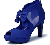 GATUXUS Women's Open Toe Platform Chunky Heel Strappy Sandals with Bows - Peep Toe High Heels