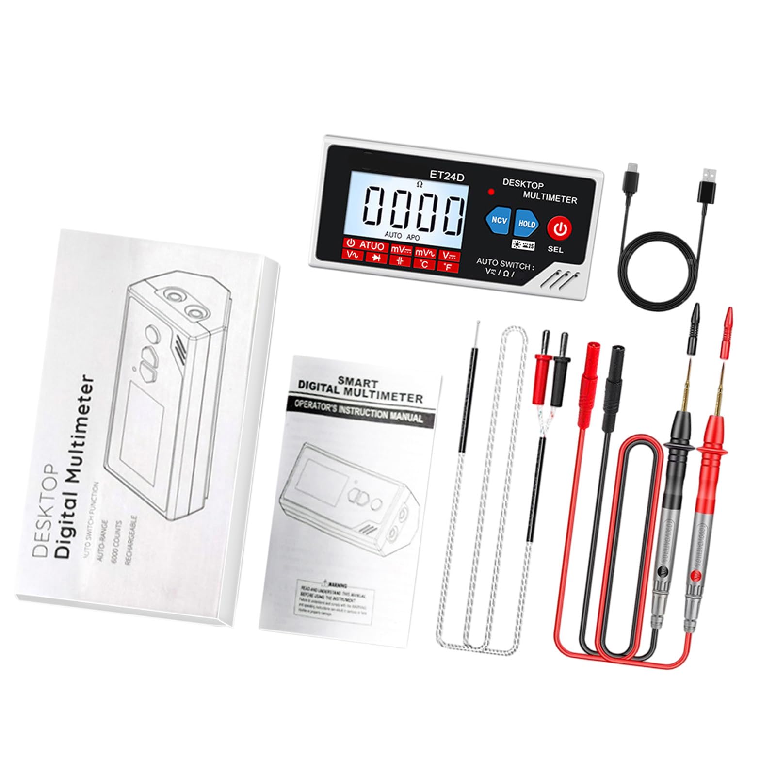 Accuracy Digital Multimeter 6000 Counts with LCD Display Suitable for Accurate Voltages Current Resistance Diode Testing LCD Display Multimeter