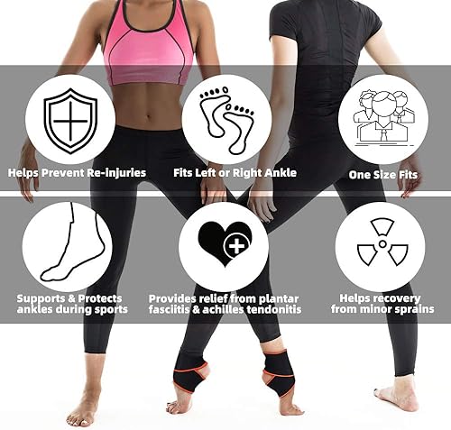 Miniatura 4 de Paquete de 2 tobilleras, manga de compresión de tobillo con correa ajustable, soporte de tobillo para esguince de tobillo, tendón de Aquiles,