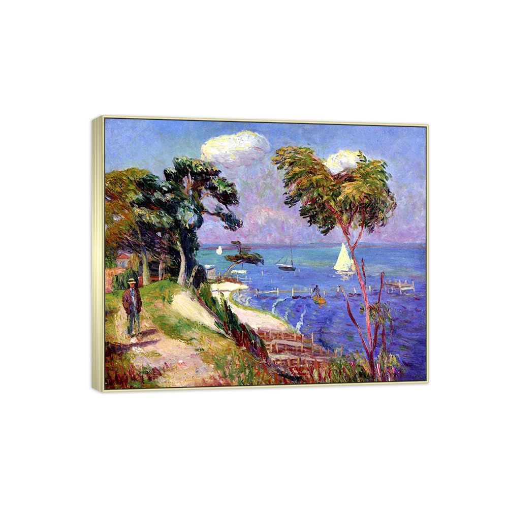 SDYSKKUG William Glackens Canvas Wall Art Prints for Living Room. Walk 35x30cm Silver Frame