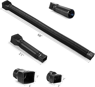 plusgutter Black 1-Pack Rain Gutter Downspout Extensions Flexible, Drain Downspout Extender,Down Spout Drain Extender, Gutter Connector Rainwater Drainage,Extendable from 21 to 68 Inches