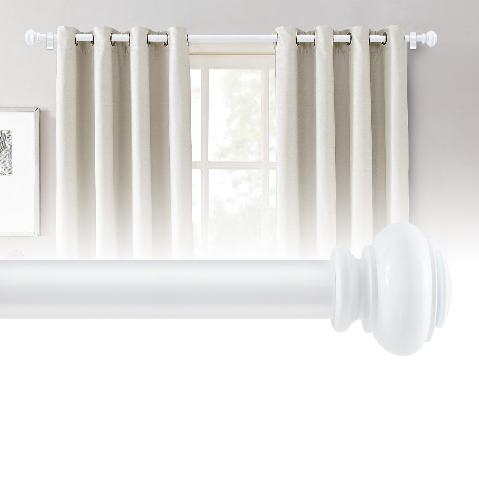 Barra Cortina Blanco 76-349cm,Sistema de Extensión Progresiva,Fundición de Hierro con Acabado Oro,25mm,Diseño para Techos Altos,Guía de Medición Incluida