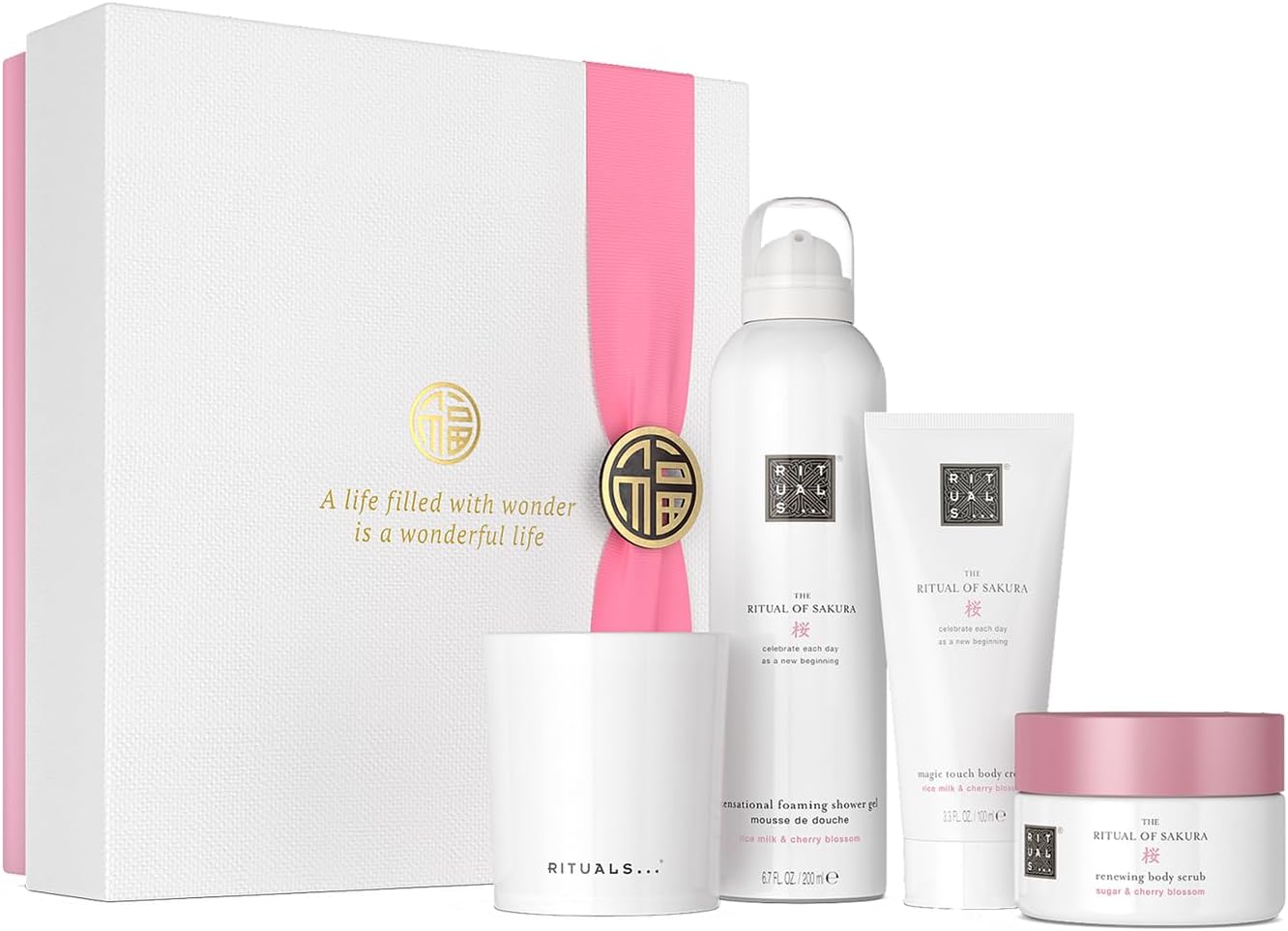The Ritual of Sakura Gift Set, M, Gift Box with 4 Personal Care Products with Rice Milk and Cherry Blossoms, Nourishing Properties