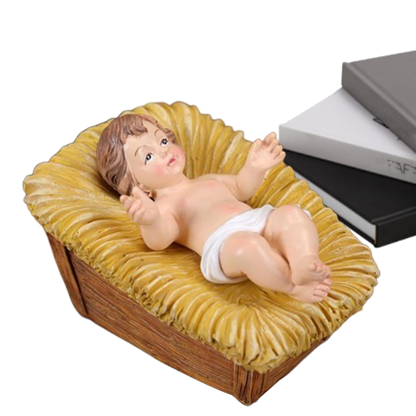 Amazon.co.jp: イエスの彫刻、イエス像,飼い葉桶の中の幼子イエス