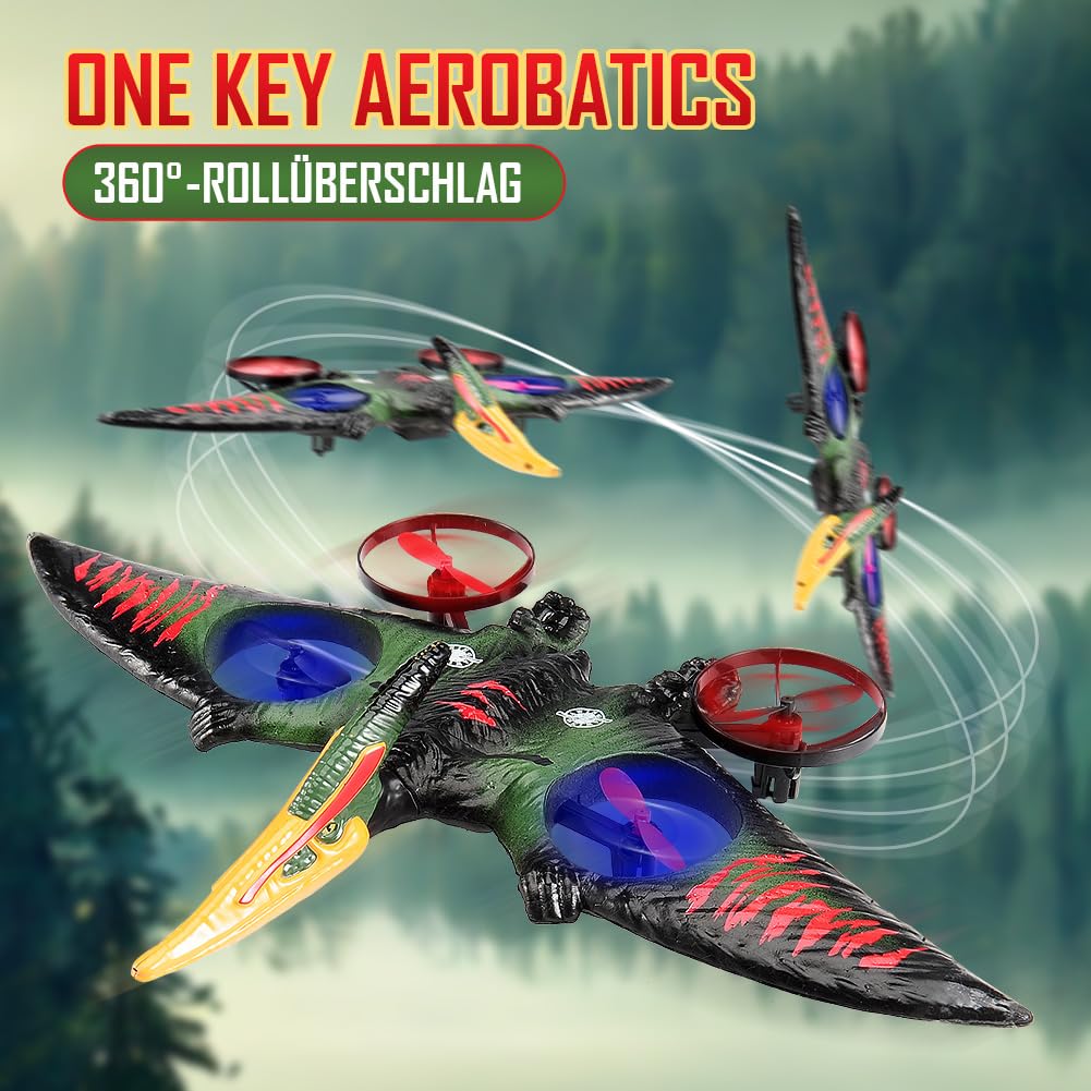 Pterodactyl Dinosaurier-Spielzeug-Drohne für Kinder, einfach zu fliegen, Drache, ferngesteuertes Flugzeug, fliegendes Spielzeug, Geburtstagsgeschenke für Jungen, Hobby, ferngesteuertes Flugzeug (grün)