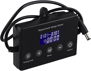 LED Aquarium Licht Controller Dimmer mit LCD Display, 12-24V Intelligenter Timer für Aquarium Beleuchtung, Sonnenaufgang/Sonnenuntergang Simulation & Abschaltspeicher, Kunststoff