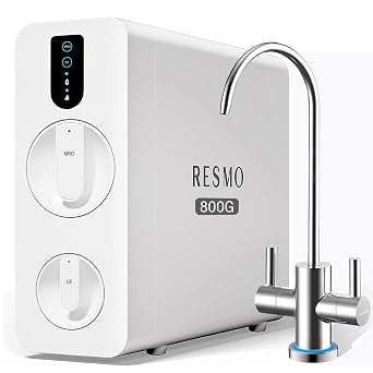 RESMO RS3800 Reverse Osmosis System, 800 GPD Tankless Reverse Osmosis Water Filter,8 Stage RO Water Filtration System, NSF/ANSI FCC Certified,Under Sink RO System, 21 Pure to Drain, LED 2 Way Faucet