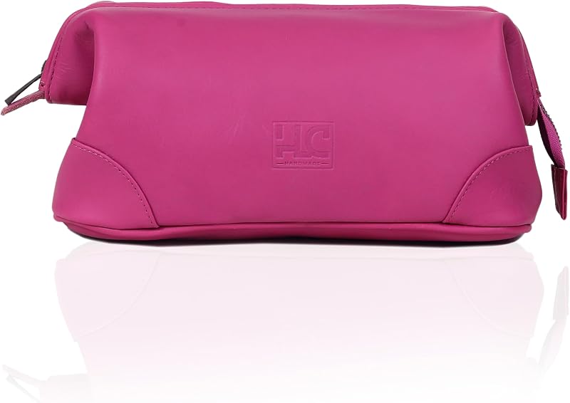 Necessaire de couro HLC rosa com zíper, 25,4 cm, 1 unidade