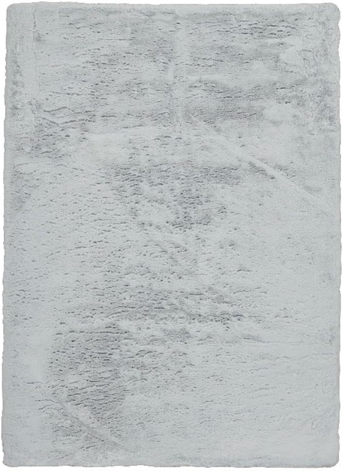 BOWERY HILL Modern Faux Rabbit 5' x 7' Area Rug in Pastel Blue