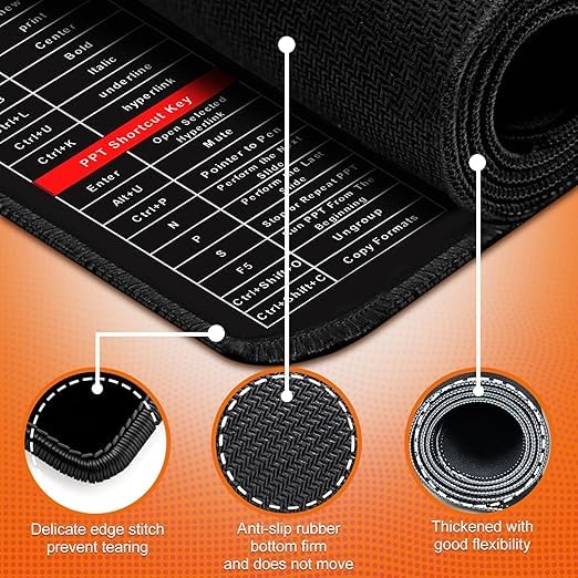 Image of Large Keyboard Shortcuts Mouse Pad - Quick Key Guide Desk Mat for Office Software - Non-Slip Computer Mat for Windows, Excel, Word & More