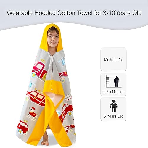 Miniatura 2 de Toalla de bañopiscinaplaya con capucha, para bebés, niños y niñas de 3 a 12 años, tamaño extra grande, 30 x 50 pulgadas, algodón absorbente súper