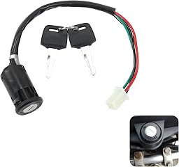 1 Pc Moto 4 Fils Interrupteur À Clé De Contact, Compatible avec Véhicules 50cc à 250cc, TaoTao, Sunl, ATV, Quad, Dirt Bike, Pocket Bike, Scooter Électrique - Kit Complet avec 2 Clés (DC 12V, 1.5A)