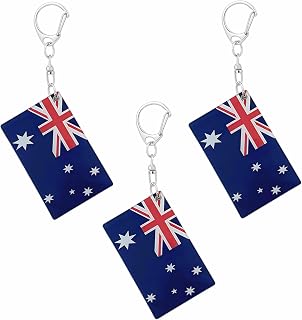 Australia Flag Keychain Australian Flags Key Chains Men and Women Style - Double Sided Acrylic D Shape Chains Car Key chain Gifts Decoration (3 Pcs)