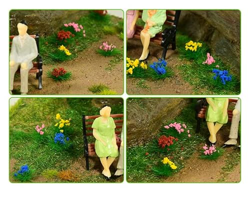 90 Pcs Diy Miniature Colorful Flower Cluster Flower Vegetation Groups Static Grass Tufts For Train Landscape Railroad Scenery Sand Military Layout Model Miniature Bases And Dioramas #TOP6