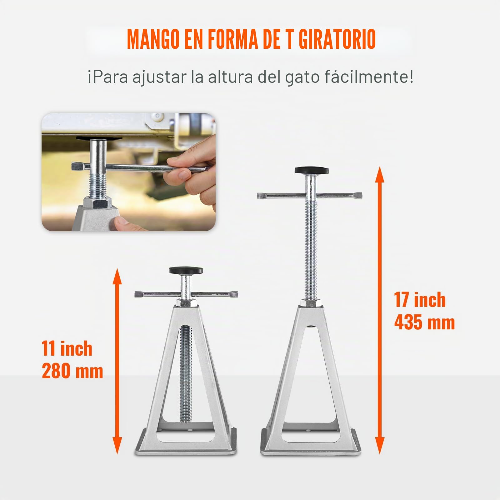 VEVOR 4 PCS Gatos Estabilizadores para Caravanas Caballete de Apoyo para Vehículos Carga de 2,72 T Cada Uno Soporte de Aluminio para Caravanas Altura Ajustable 280-435 mm para Nivelación de Remolques