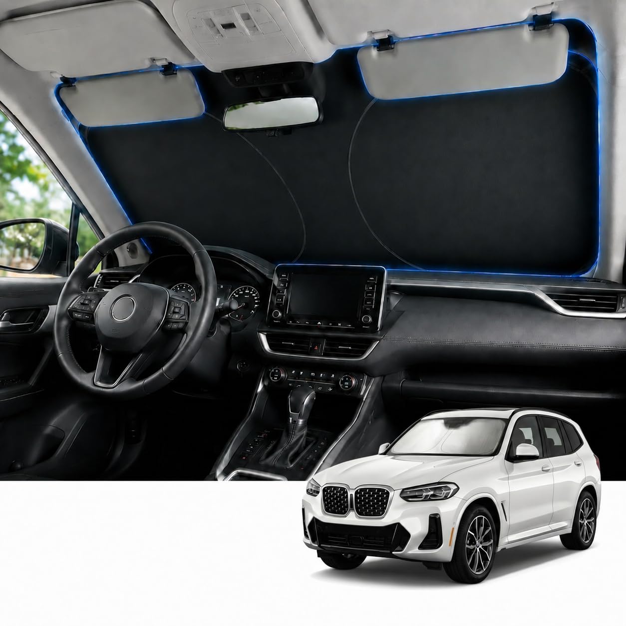 Proadsy Custom Fit 2025-2026 BMW X3 Windshield Sun Shade, Blocks Heat