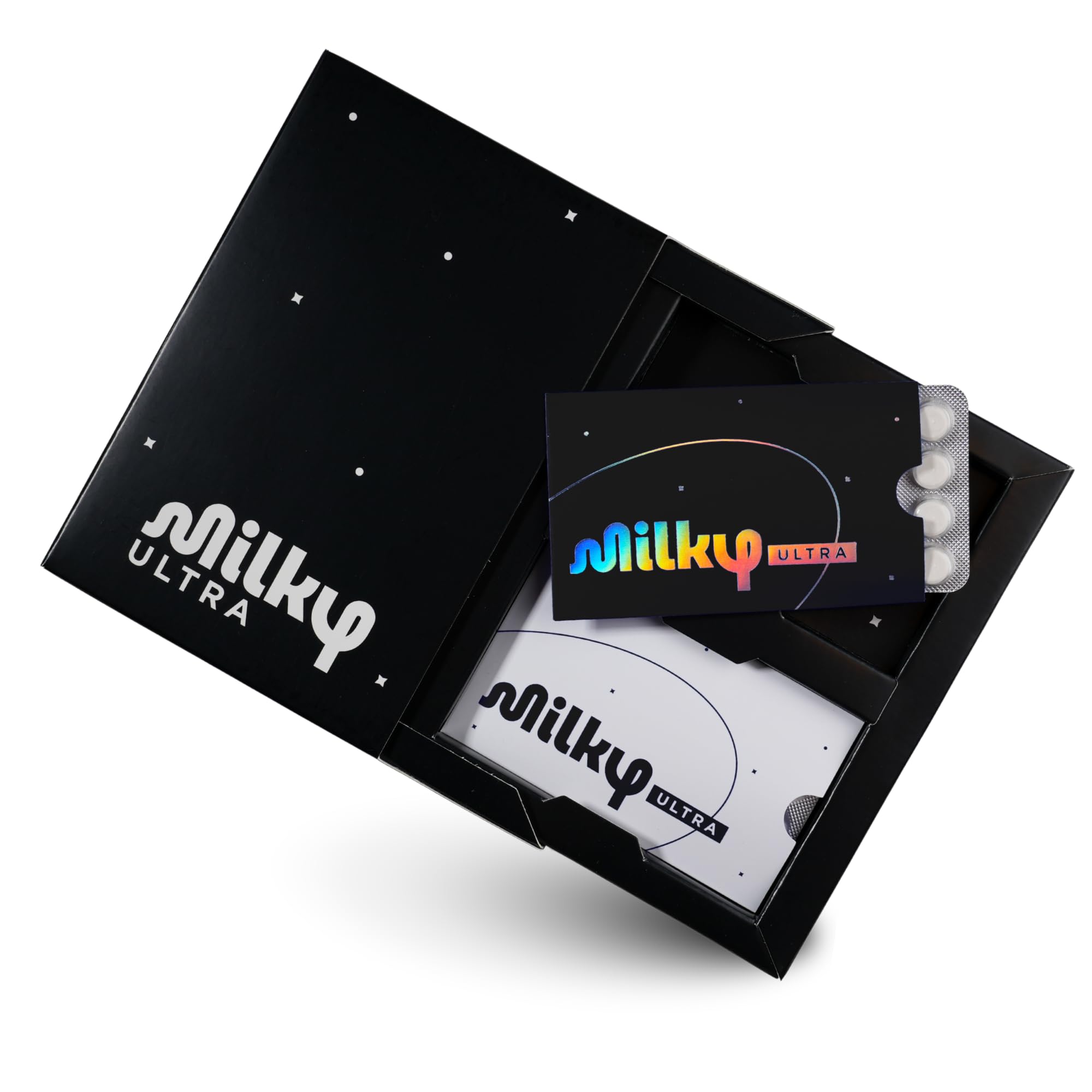 Milky Suplemento de lactase 21.000 FCC, 48 comprimidos, Cosmic Black