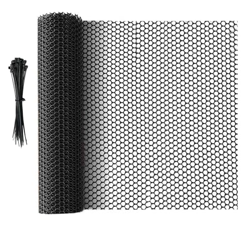 16.4 FT x 15.7 in Roll Mesh Fence, Versatile Black Plastic Fencing & Netting, Cuttable Animal Wire Mesh Fence, Durable Tree Trunk Protector, Suitable for Cat Dog Rabbit Barrier and Plant Protectors