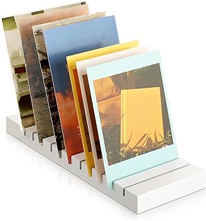 Marsui Greeting Card Display Stand 12 Slot Wooden Card Holder Multi Purpose Rack Tabletop Photo Organizer for Vendor Postcards Post Sticker Bookmark Home Office Decoration(White)