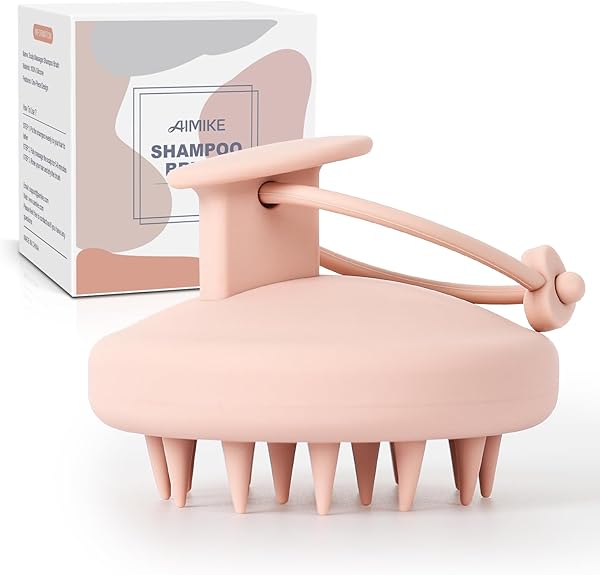 AIMIKE Silikon Kopfhaut Massagebürste Shampoo Bürste,Silikon Scalp Massager für Peeling und Verwendung mit Rosmarinöl zur stimulieren das Haarwachstum,Kopfmassage Shampoo Haarbürste[Nass&Trocken],Rosa