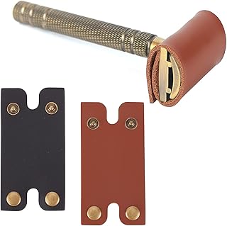 AMIJOUX Leather Safety Razor Cover, Double Edge Razor Head Protecting Sheath, Safety Razor Blade Guard Shaving Travel Cover Razor Head Protecting Case Accessories for Travel Fits Most Safety Razors